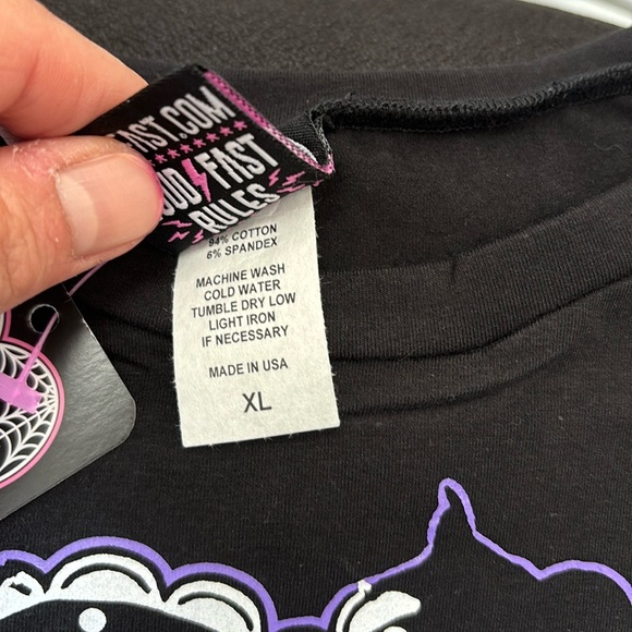 Too Fast Daddy’s Little Ghoul Crop Baby tee NWT - Picture 4 of 5